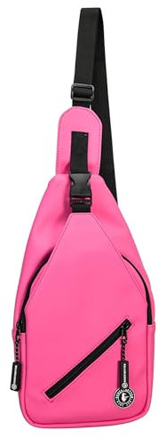 SCHIETWETTER Damen Sling Bag Borkum, PU-Stoff, Umhängetasche mittelgroß, Brusttasche, Bauchtasche, Crossbag, pflegeleicht, wasserabweisend fuchsia OS