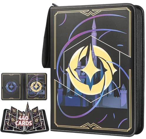 TCGUARD Album pour cartes Lorcana à collectionner avec 440 compartiments, compatible avec cartes Lorcana, classeur pour collection, rangement et présentation (noir 4)