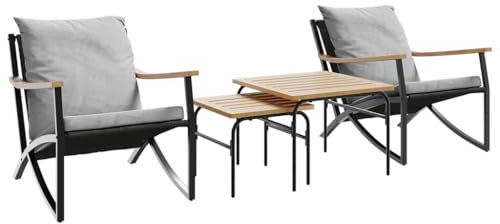 vidaXL Ensemble de Meubles de Balcon 4 pcs avec Coussins Acier Noir
