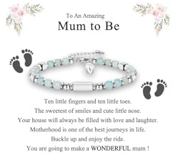 JETBON Cadeau pour future maman : cadeau de grossesse pour maman, bracelet pieds de bébé pour femme, cadeau de maternité, fête des mères, Noël, idées de bijoux, Acier inoxydable