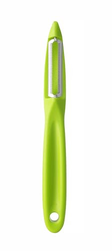 HENDI Éplucheur universel à lame pendulaire, lame dentelée: 50mm, pour fruits et légumes, tranchant denté, double tranchant, éplucheur de cuisine, de patates, 175x(H)22mm, inox, polypropylène, vert