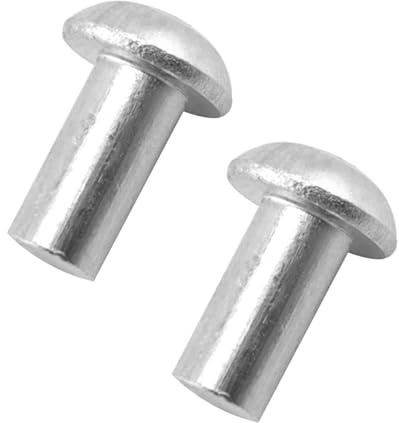 ALLCLEAN 1/4 Diameter X 1/2 Length Solid Aluminum Brazier Head Rivets,Aluminum Boat Rivets,Round/Dome Head Rivet,Pack of 130