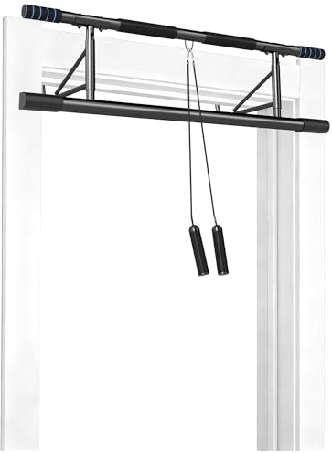 SPORTNOW Barre de traction de porte, barre de traction sans perçage, support de pompes avec bandes de résistance, poignées rembourrées pour exercices de gym à domicile