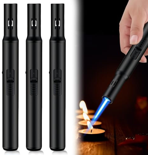Accendini a gas ricaricabili, fiamma jet, 19 cm, accendino elettrico antivento per candele, cucina, campeggio, barbecue, camino, regali per uomini