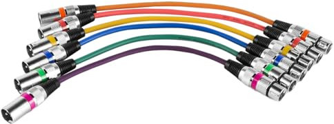 Laroal 6er-Pack Mikrofonkabel, XLR-Kabel, Mikrofonkabel, Stecker auf Buchse, symmetrisches XLR-Mikrofonkabel, DMX-Patchkabel (30 cm, Lila/Rot/Blau/Orange/Gelb/Grün)