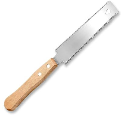 Xiciki Scie à tirer japonaise, scie japonaise pour le travail du bois, scie à double tranchant, petite scie à main pour le travail du bois avec lame flexible et poignée en bois antidérapante