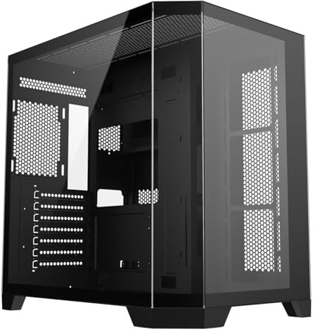 CiT DS360 ATX Mid Tower PC Gaming Case, Dual Chamber Panoramic - Black