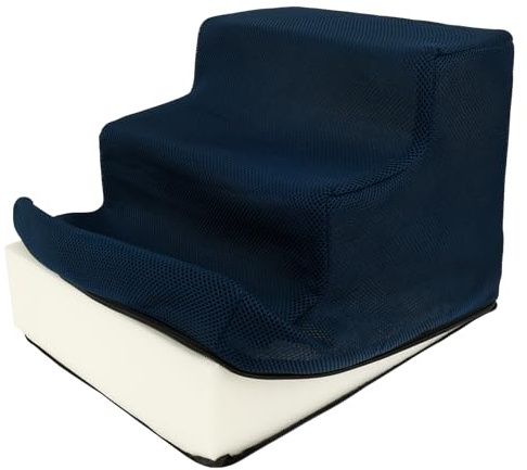 Dog Steps for Bed 3-Step High Density Foam Dog Stairs for Small Dogs Cats Non-Slip Pet Steps with Detachable Cover Pet Ramp Ladder for Sofa Low Bed Couch 39x35x27cm