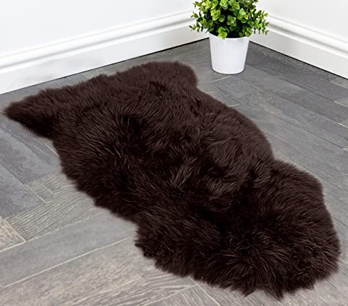 Brown Sheepskin Rug - Genuine Australian Sheepskin Brown Sheep Skin Rugs Single Pelt Natural 2ft X 3ft (60 cm X 91 cm) Premium Natural Sheep Skin Throw