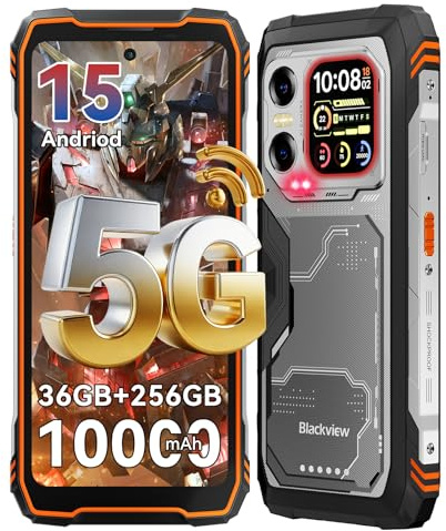 Blackview XPLORE X1 5G Téléphone Portable Incassable, 108MP+50MP+20MP Vision Nocturne, 6.78 120Hz+2.01 Écran Secondaire, 36Go+256Go/2To Smartphone Incassable, 10000mAh, Mode Gants/IP69K/NFC/WiFi 6