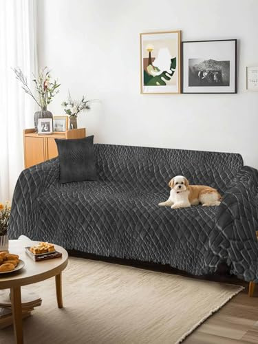 Animal Print Sofa Cover Blanket Couch Covers for Armchair Cushion,Couch Sofa Silpcover with Tassel,Minimalist Vintage Animal Leather Black Living Room Bedroom Throw Towel Blanket Covers XX-L 71x150