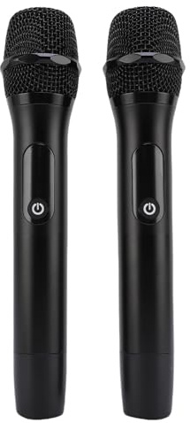 Microfono Wireless Dinamico in Metallo per Canto Karaoke con Ricevitore Ricaricabile per Home Theater e Uso Esterno