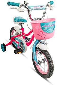 Schwinn - Bici Elm per bambini, pneumatici da 12 pollici, sella regolabile, rotelle aggiuntive incluse, rosa