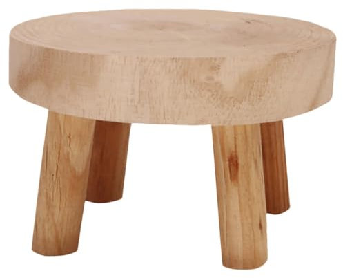 ULTECHNOVO Sgabello in legno per piante in legno, sgabello da giardino in , supporto rotondo in , mini o da fiori per casa, ufficio, patio, giardino, balcone, cachi