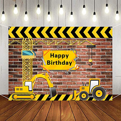Geburtstags Dekoration für Jungen, Baustellen Thema Partybanner, 1. 2. 3 4. 5. 6. Happy Birthday Stoffschild Plakat Alles Gute zum Geburtstagsfeier Hintergrund