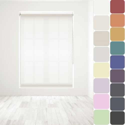 Straight Edge Dim-Out Roller Blind - Easy Fit Home Office - 210cm Width x 160cm Width Drop - White