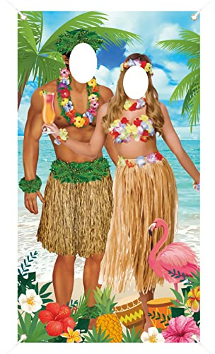 TOPJOWGA Hawaiana Photo Booth Props, Foto Prop de Pareja Luau, Accesorios de Cabina de Fotos de Fiesta, Decoración de Fiesta Hawaiana Foto Prop, Luau Hawaiana Pareja Fotomatón