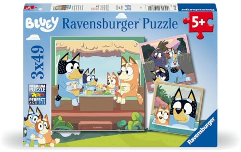 Ravensburger - Puzzles Bluey Pack De 3 | Regalo Niña 5 Años | Juegos Niños 5 Años | Rompecabezas Niños | 3 Puzzles De 49 Piezas | Ravensburger Puzzle2 | 1x21 Cm