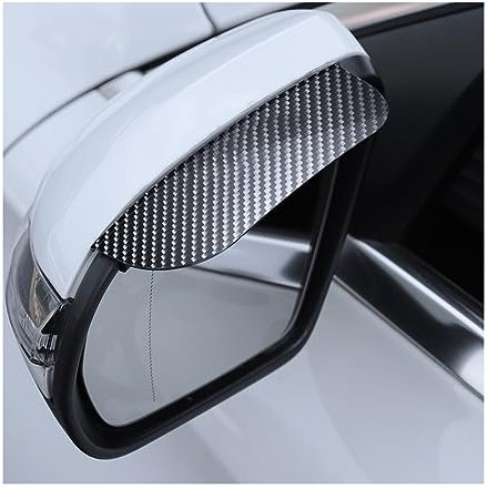 JNNJ 2 Pezzi Copertura Antipioggia per Specchietto Retrovisore Auto, Universale per Sopracciglia a Specchio in Fibra Di Carbonio, Impermeabile Copri Pioggia per Auto Camion Specchietto Retrovisore