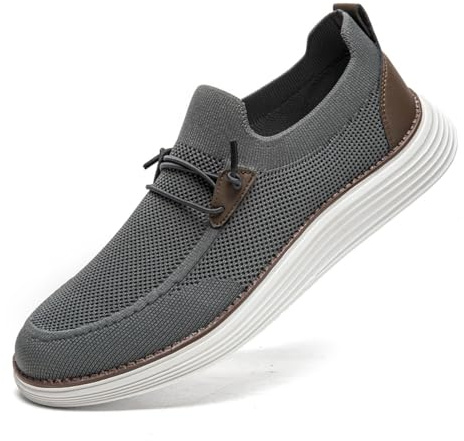 CAIQDM Zapatos cómodos Antideslizantes para Hombres Zapatos Casuales para Caminar Casuales Retro Moda Ligera y Transpirable de Jogging Moda Gris Claro 43 EU
