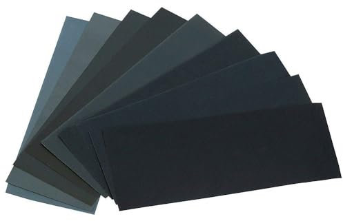 Fixinus Juego de 24 papeles de lija de grano 120 a 3000, para coche, muebles de madera, piedra, pintura, metal, vidrio y agua, 23 x 9 cm