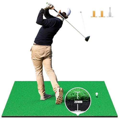 XDriveMax Golfhüttenmatte, 1,5 x 1,2 m, Golf-Trainingsmatte, GHM01，Abschlagmatte Golf Training aus Kunstrasen für drinnen/draußen, einschließlich 3 Gummitees für Männer und Golfer