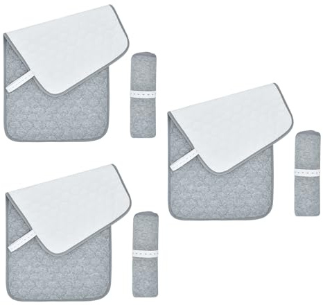 3 PCS Pannolino Morbido Terry Impermeabile Fasciatoio Trapuntato, Assorbente Bassinet Lavabile, 14X 27 Protezione Riutilizzabile (Grigio)