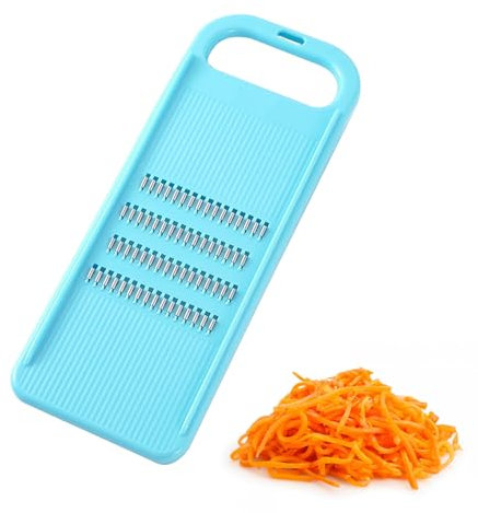 Qianeffort Râpe en plastique et acier inoxydable, vert, 26,6 cm x 3,9 cm, filaments de 2 mm, râpe à main, râpe à légumes, râpe à carottes, broyeur de chou