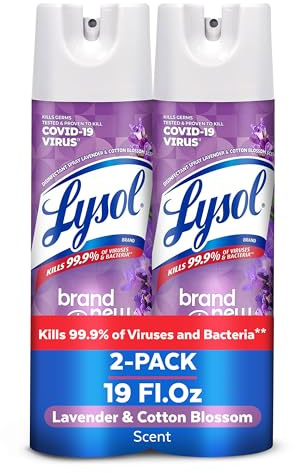 Lysol Disinfectant Spray, Sanitizing and Antibacterial Spray, For Disinfecting and Deodorizing, Lavender & Cotton Blossom Scent, 19 Oz (Pack of 2)
