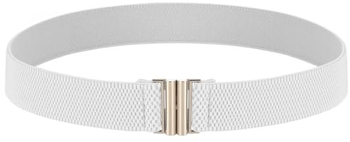 JJUNW Unsichtbarer Damengürtel, Weiß Elastischer Gürtel mit flacher Schnalle Elastischer Damen Taillengürtel Frauen Stretch Gürtel Cinch Belt Elastic Belt Trimmer Stretchbund für Kleid Kleider