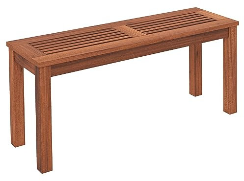 GYMAX Panchina senza Schienale per Esterni, Panchina da Pranzo per Patio con Seduta a Doghe Traspirante, Panchina in Legno Rustico per Ingresso, Giardino, Cortile, Terrazza, Naturale (1)