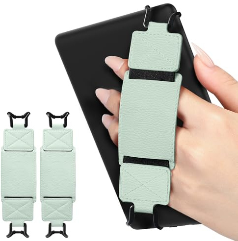 MoKo 2 Stück Handschlaufe für 6-8 Kindle eReaders Fire Tablet - Kindle/Kobo/Voyaga/Lenovo/Sony E-Book Tablet, Elastisches Halteband Leicht und Tragbar Tablet Fingerhalterung Griff Halter, Agave Grün