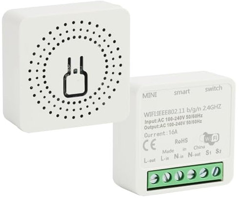 Interruptor de Luz Inteligente WIFI 2PC, Compatible con Alexa y Google Home, Smart Switch Wifi, Control Remoto y por Voz con APP Tuya, Temporizador y Escenas, Interruptor Wifi para Casa Inteligente