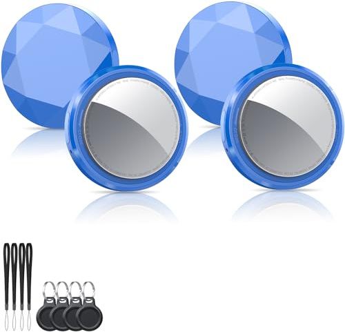 Smart Air Tracker Tag 4 Pack, Buscador de Objetos Bluetooth Funciona con Buscar Apple (sólo iOS), Localizador Bluetooth, Rastreador para Llaves, Cartera, Equipaje, Batería Reemplazable, Azul Profundo