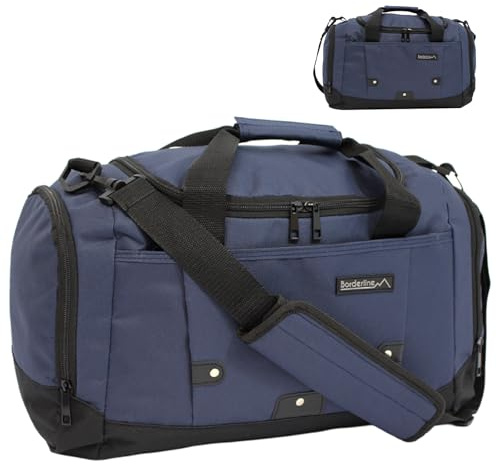 Small Sports Holdall 22L – 45x25x20cm Cabin Size Gym Bag, Travel Duffle Bag with Shoulder Strap – Lightweight Hand Luggage Underseat Bag - Navy