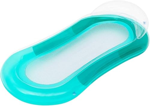 Aufblasbare Wasserhängematte mit Netz für Pool & See – Premium Pool Lounge Luftmatratze mit Kopfstütze für Erwachsene, komfortable Wasserliege zum Chillen & Entspannen (153x74cm)