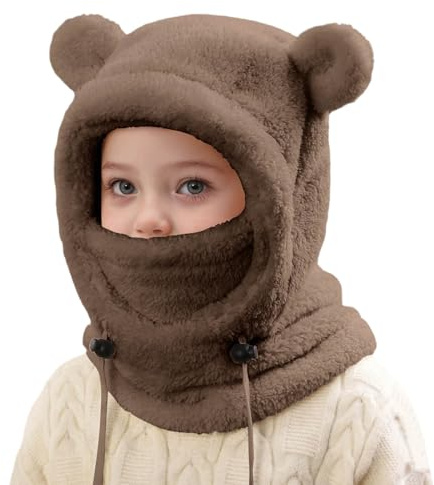 Générique Cagoule d'hiver Thermique pour Enfants Multifonction Coupe-Vent Réglable Écharpe de Ski Bonnet en Polaire Chaude Casquette Tour de Cou écharpe pour Garçons Filles 3-10 Ans