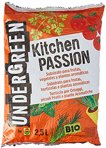 Undergreen Kitchen PASSION Terriccio per Ortaggi, Piccoli Frutti e Piante Aromatiche, Consentito in Agricoltura Biologica, 2,5 l