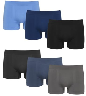 Channo Boxer en Nylon sans Couture, Couleurs Uniformes, uni, Lot de 6, L