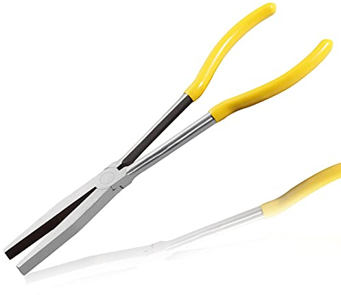 LEONTOOL 11 Inches Long Reach Flat Nose Pliers Duckbill Nose Pliers for Hard-to-Reach Narrow Spaces and Limited Clearance Areas