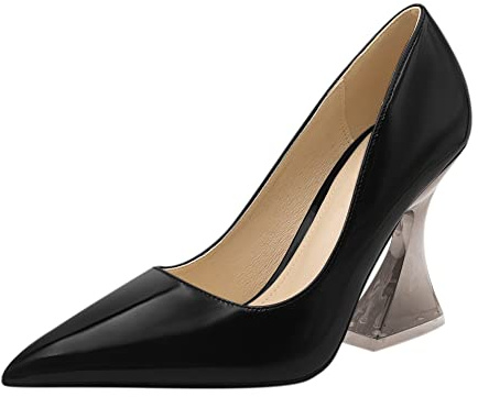 Xiedeai Femmes Escarpins Chaussures - Dames Pump Talons Hauts Pointu Bout Bloc Talon Chaussures Escarpins Robe Bureau Mariée Soirée 10CM
