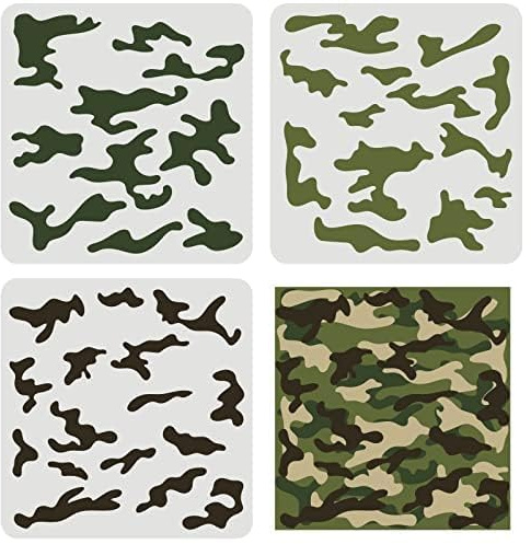 FINGERINSPIRE 3 Stück Camo Schablonen Kit 30x30cm Camo Schablonen Für Sprühfarbe Camouflage Muster Kunststoff Vorlage Zum Malen Auf Holz, Segeltuch, Papier, Stoff, Fußboden, Wand Und Fliese