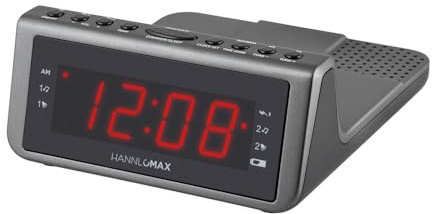 HANNLOMAX HX-205Wi PLL FM Radio with Wireless Charging, USB Port for 1A Charging, 0.9 Red LED Display, Digital Clock with Dual Alarm, Ambient Temperature Display, AC Operation only.