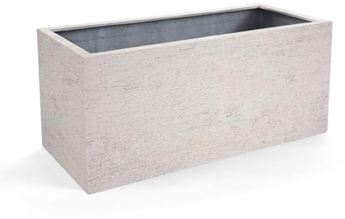 Luca Lifestyle Pflanzkübel ''Terreno Box'' Sand Rechteckig Fiberglas *5 Jahre Garantie* - 90x40x40 cm - Premium Qualität - F8727