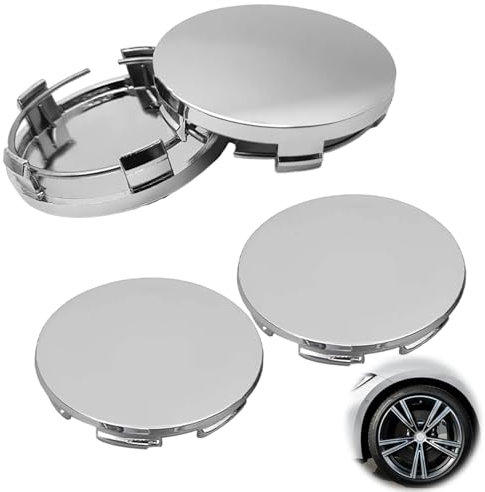 HANIUTTY 4 Stück Felgenkappen Nabendeckel OD 60mm ID 56mm, Radnabenkappen Radnabenabdeckung Felgendeckel Universal ABS Silber Nabenkappen Auto Zubehör für Radnaben