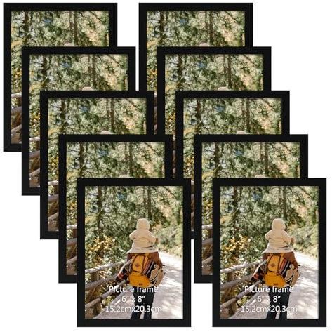 Giftgarden Juego de 10 Marco 15x20cm, Marcos de Fotos Negro de PVC, Perfecto para Enmarcar Paisajes, Retratos, Obras de Arte y Fotografías, Ideal Opción para Espacios de Arte, Oficinas y Hogares