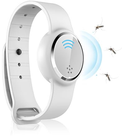 Pulsera Repelentes de Mosquitos, Reloj Antimosquitos, Pulsera Ultrasónica, Impermeable Ultrasónico USB Recargable Anti Mosquito Watch Bandas, Apto para Adultos y Niños (White)
