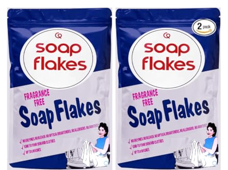 Pack of 2 SOAP FLAKES Original Fragrance-Free 425g – 100% Pure, No Allergens, No Bleach, Biodegradable, Sustainable & Eco-Friendly, Softens & Protects Fabrics, Vegan Friendly, For Washing Clothes