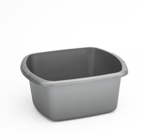 Washing Up Bowl for Sink | Grey Small Rectangular Plastic Sink Bowls (7 Liter Capacity) | Wash Up Basin Bowl for Kitchen Sinks