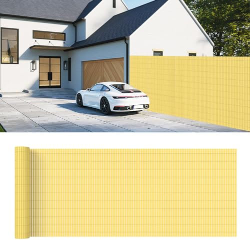 Canisse en PVC 195x500cm, Brise-Vue de Jardin-Balcon-Terrasse-Clôture, Écran de confidentialité, Pare-Brise Extérieure Waterproof et Résistance UV, Habillage de Balcon, Barrière Occultante, Bambou